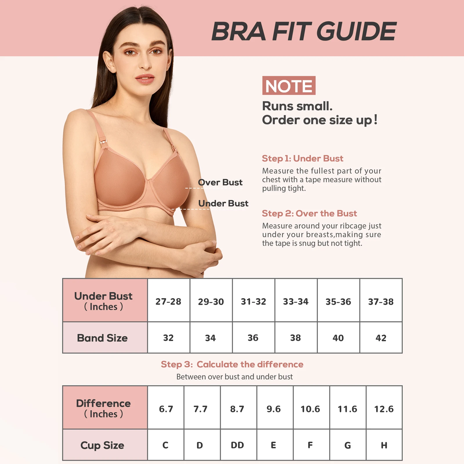 Reggiseno per allattamento premaman con ferretto imbottito in GRATLIN per donne incinte Plus Size C DD E F G H Cup allattamento