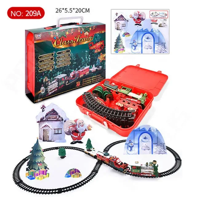 

Electric Train Christmas Trains Set Railway Tracks Toys for Xmas Tree Decor with Sound Light for Children Xmas Gifts DIY Decor