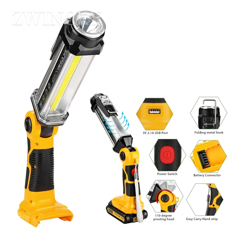 DEWALT 2000-Lumen LED Yellow Battery-operated Rechargeable