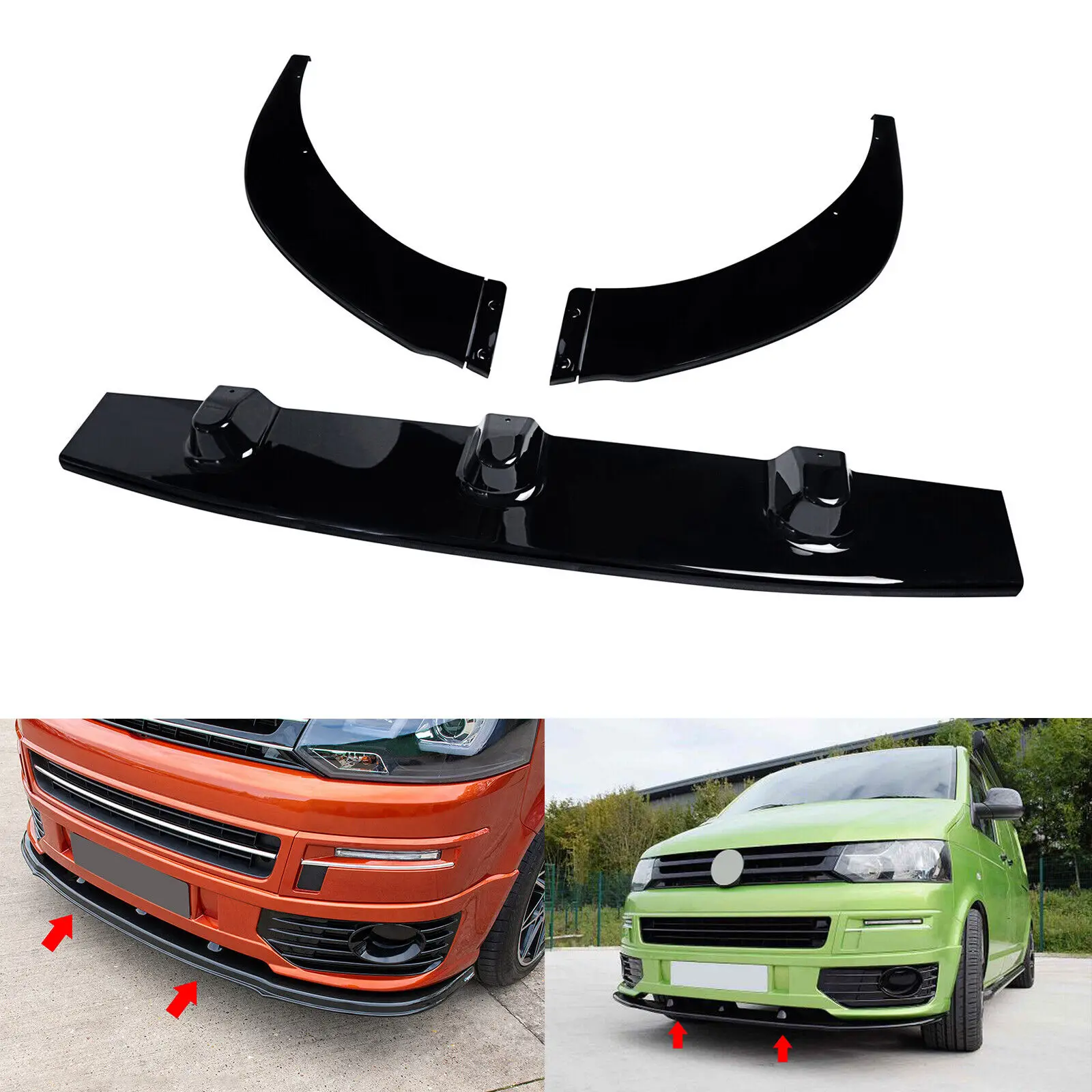 Para VW Transporter T5 2010-15 parachoques delantero inferior Sportline  alerón divisor de labio - AliExpress, image size:1600x1600