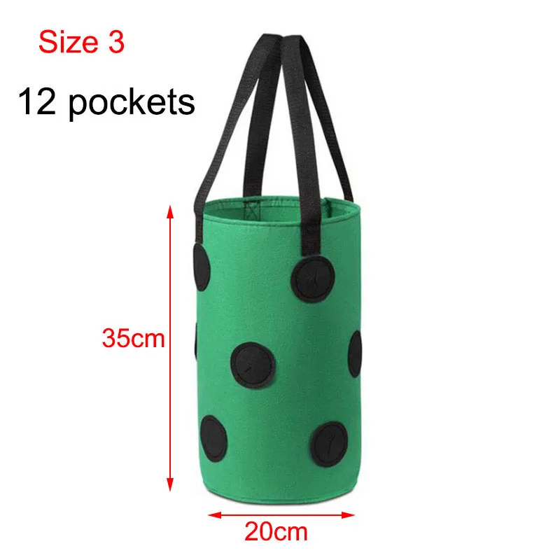 4 12 pockets Fabric Strawberry Plant grow Pot wall hanging growing flower Bags planting vertical Garden tools for greenhouse