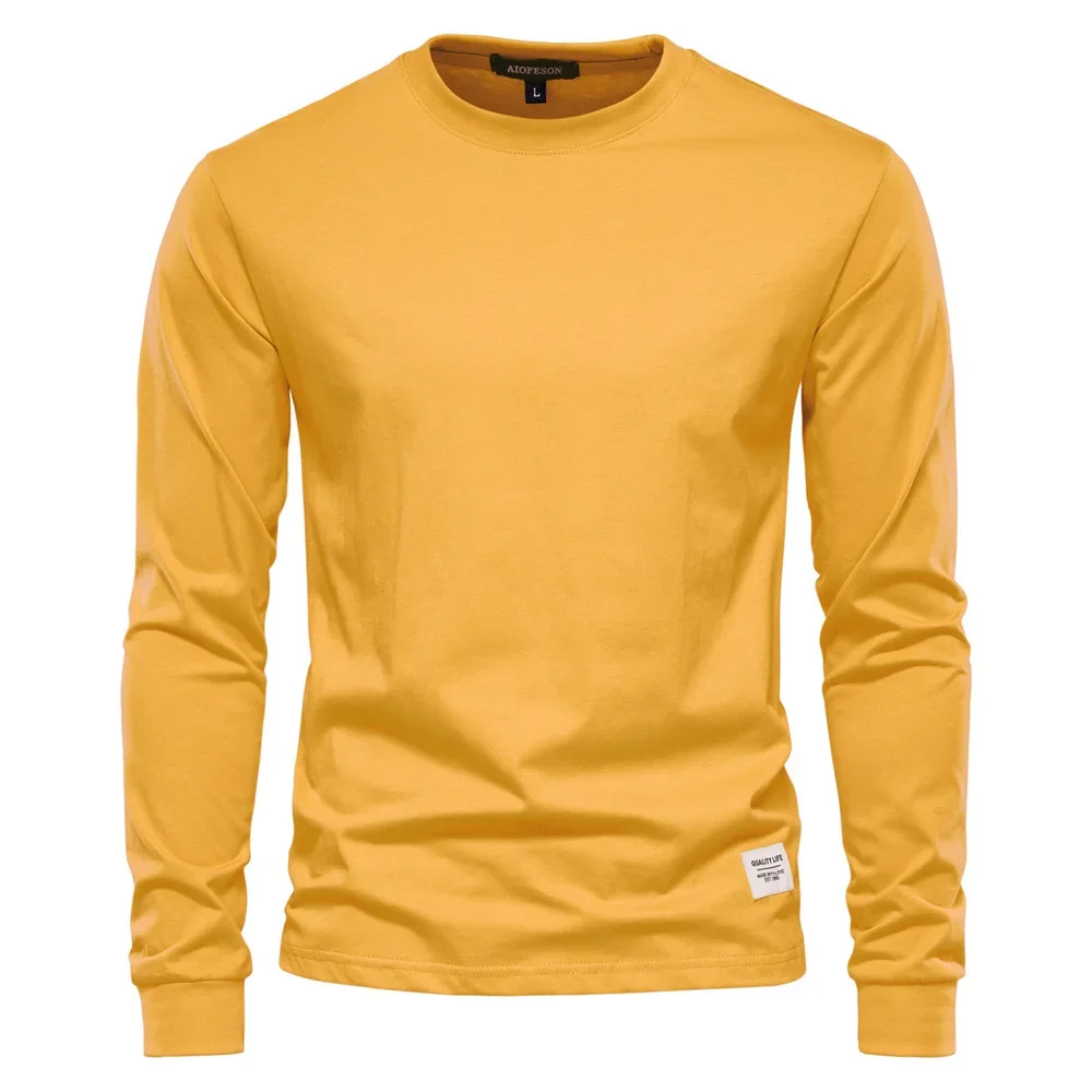 Casual Pure Cotton Long Sleeve Men's T-shirt fit