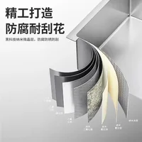 อ่างล้างจานสี่เหลี่ยมช่องเดียว 304 สแตนเลสล้างมือผักจานหนาเต็มรูปแบบของอ่างล้างจานแบบบูรณาการแปรง 3