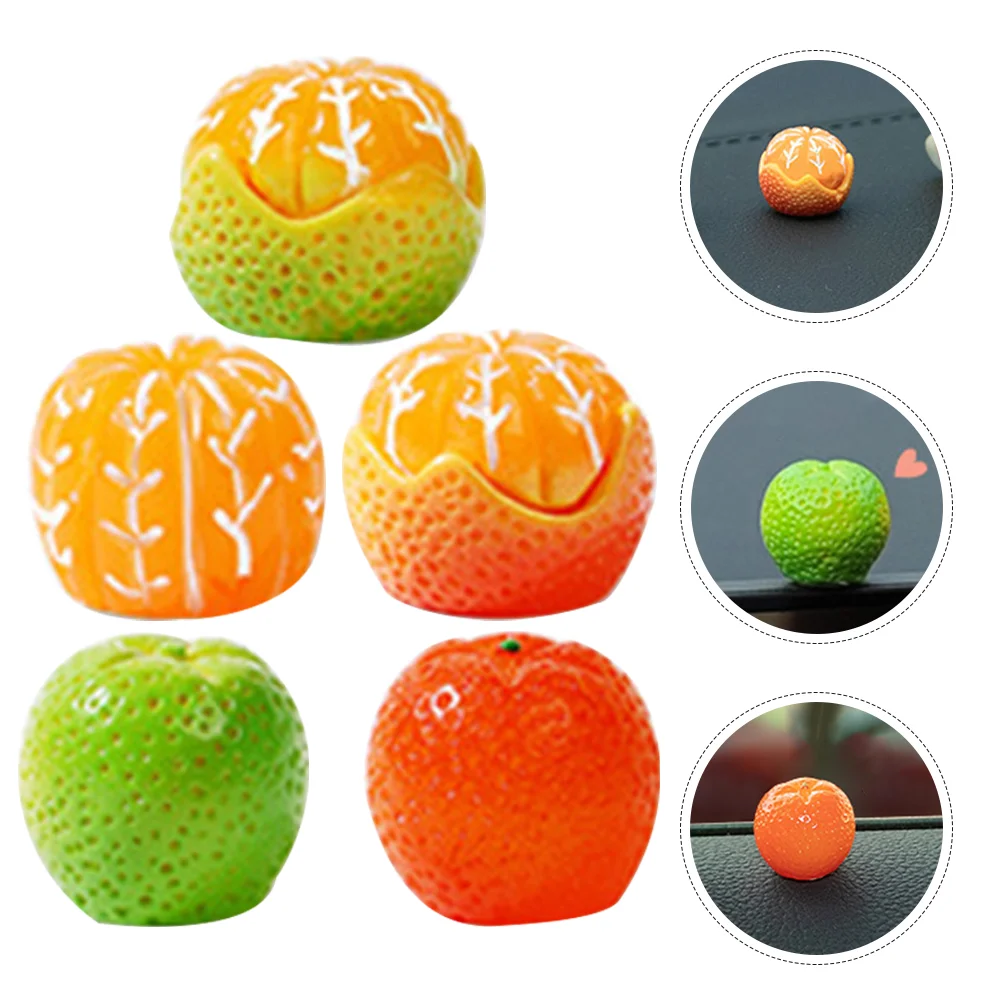 

5 Pcs Car Ornaments Tabletop Decor Dashboard Decorations Accessories Statue Cute Orange Resin