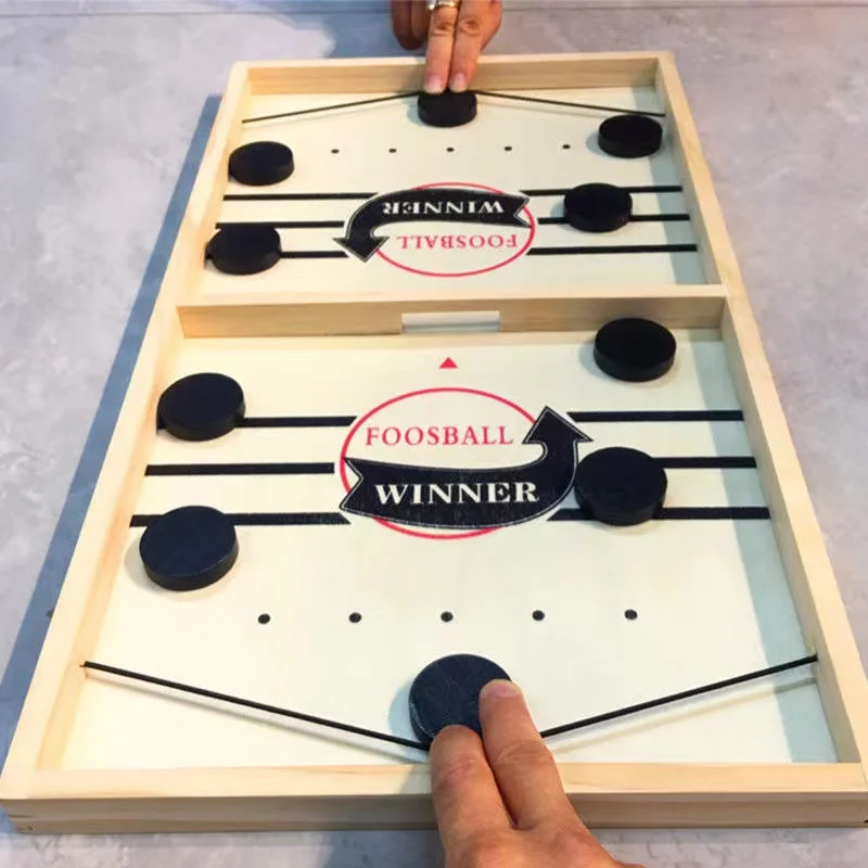 Fast Sling Puck Game - Large Size, Wooden Hockey Game Pucket Board Game,  Battle Winner Slingshot Game, Fast-Paced Fun Board Game for a Family Game