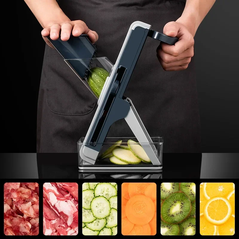 Multifunctional Vegetable Chopper Potato Scrubber Slicer Kitchen Household Lemon Adjustable Hand Tool French Fries Peeler Carrot