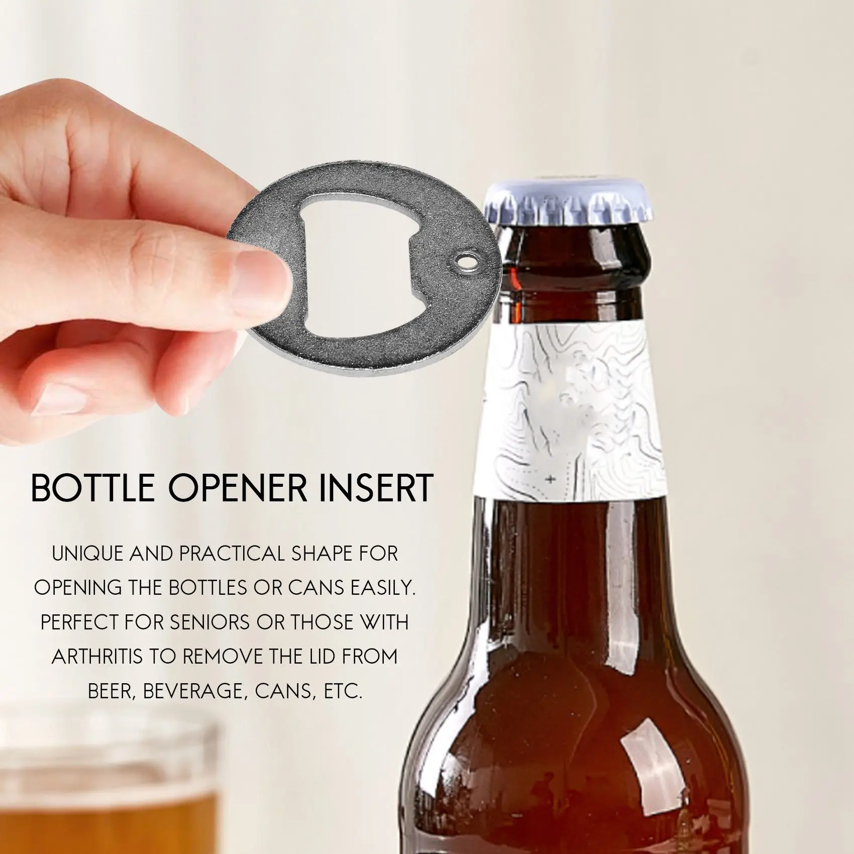 Bottle Opener Kit 50 Set Bottle Opener Insert Stainless Steel Round DIY Bottle Opener Hardware Kit Hardware Parts Supply with Screws