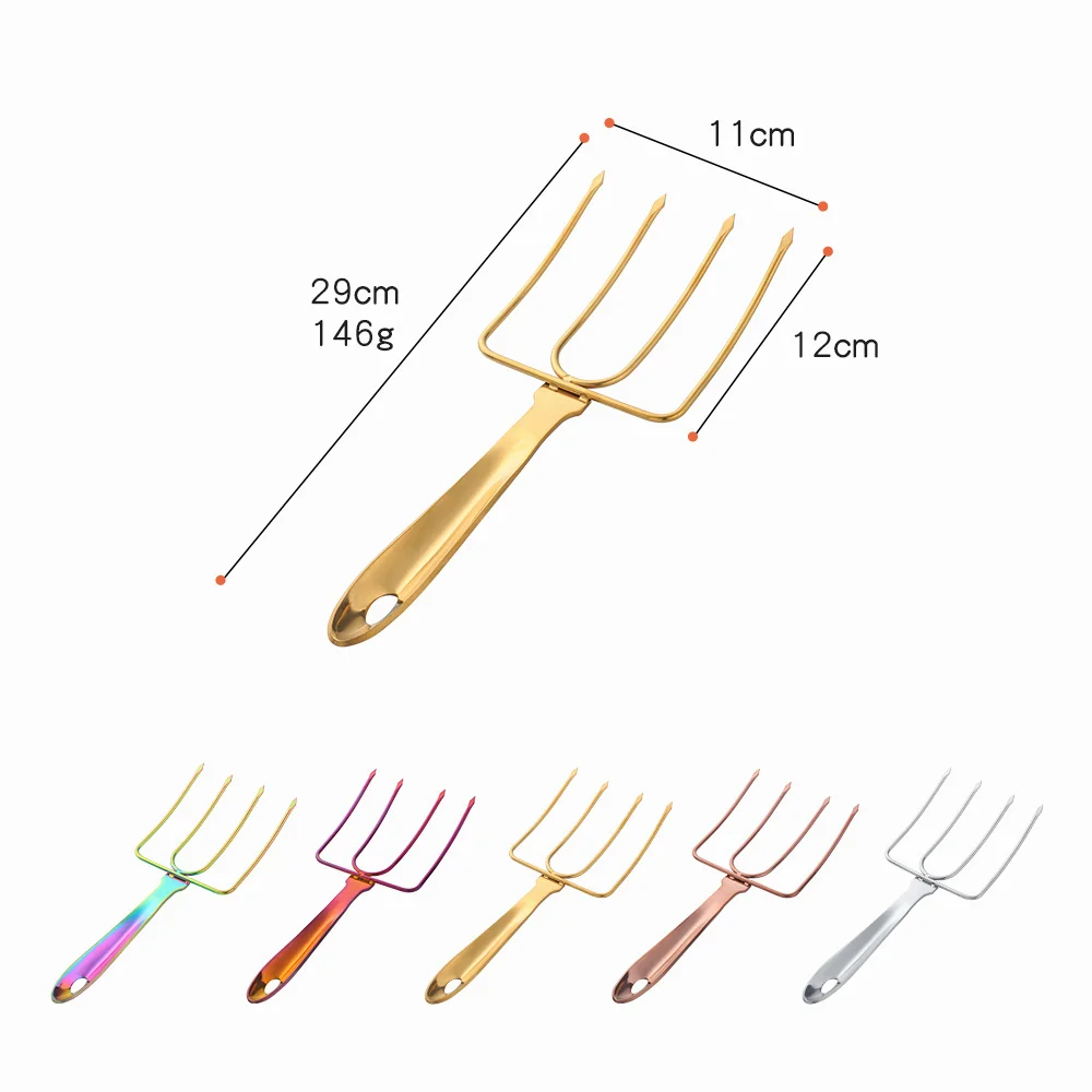 Turkey Poultry Barbecue Fork Fixed Barbecue Fork Creative Gold Stainless Steel Household Large Travel Outdoor Tool