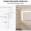 Queen Size Bed Frame with 4 Storage Drawers and LED Lights, Upholstered Platform Bed with Adjustable Headboard 4