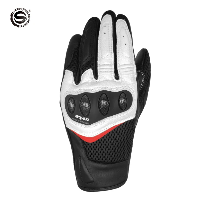 

SFK Popular White Women's Motorbike Gloves Summer Breathable Genuine Goatskin Leather Motorcyle Gloves Wear-resistan Accessories