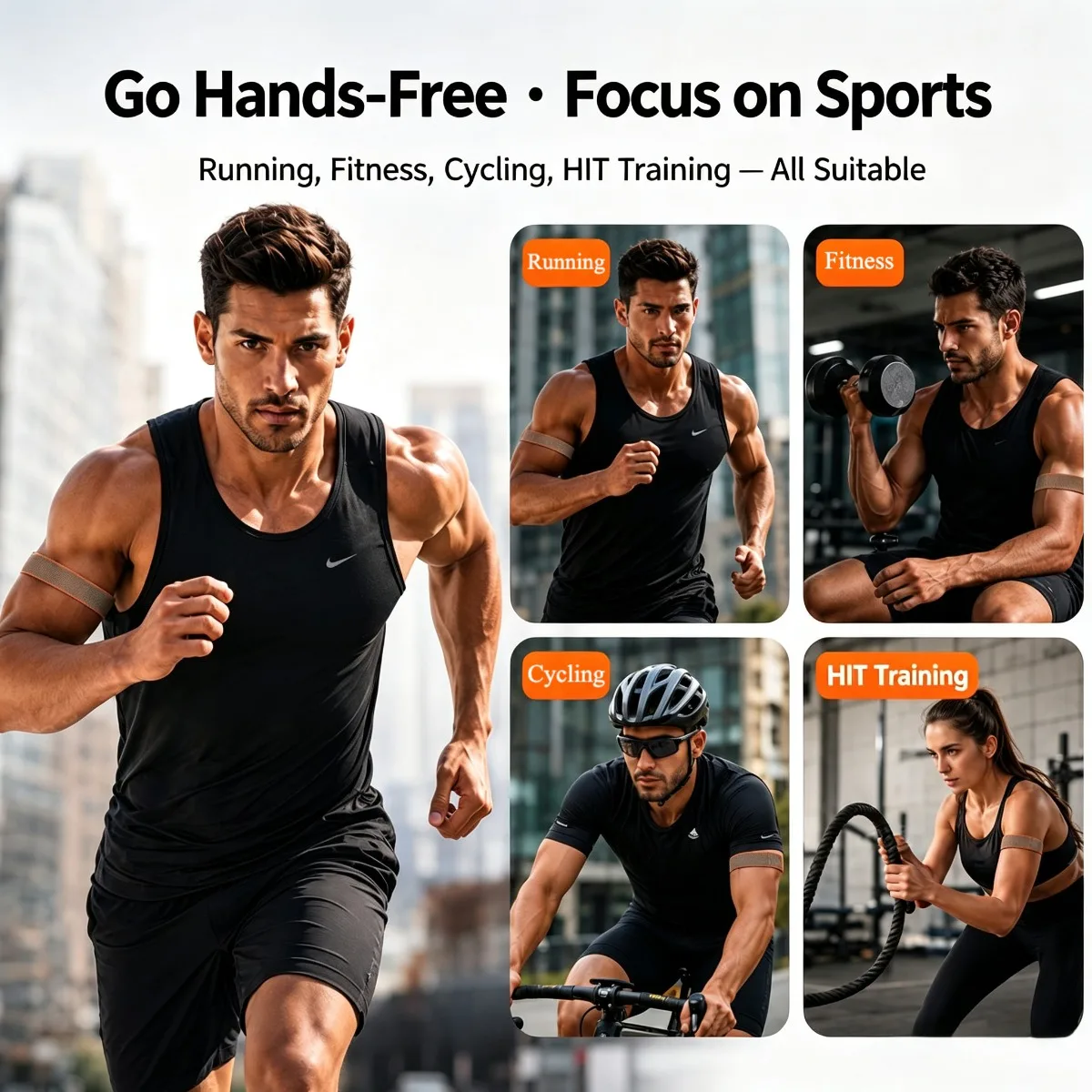 Nylon Loop Velcro Bicep Sport Strap with Magic Stick Wristband