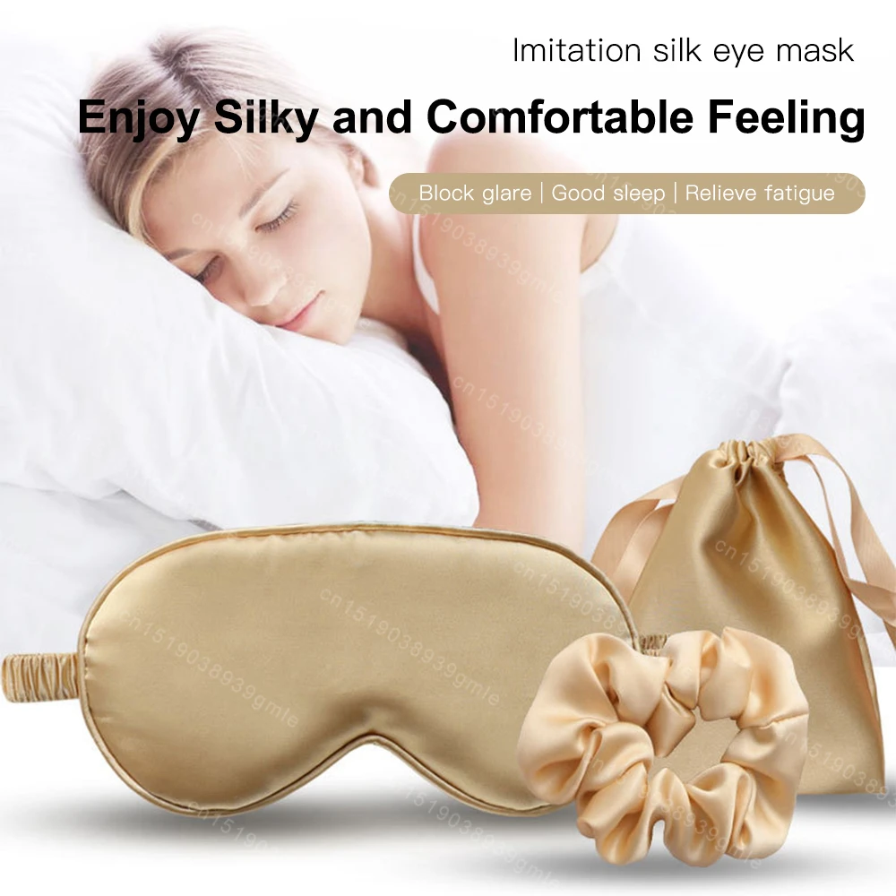 Description Picture 2 of item3Pcs Set Imitated Silk Eye Patch Shading Sleep Eye Mask Eyepatch Travel Relax Cover Eyeshade Health Sleeping Soft