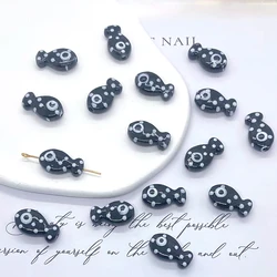 Set of 10 Fish-Shaped Ceramic Spacer Beads for Jewelry Making and DIY Accessories (06 Black)