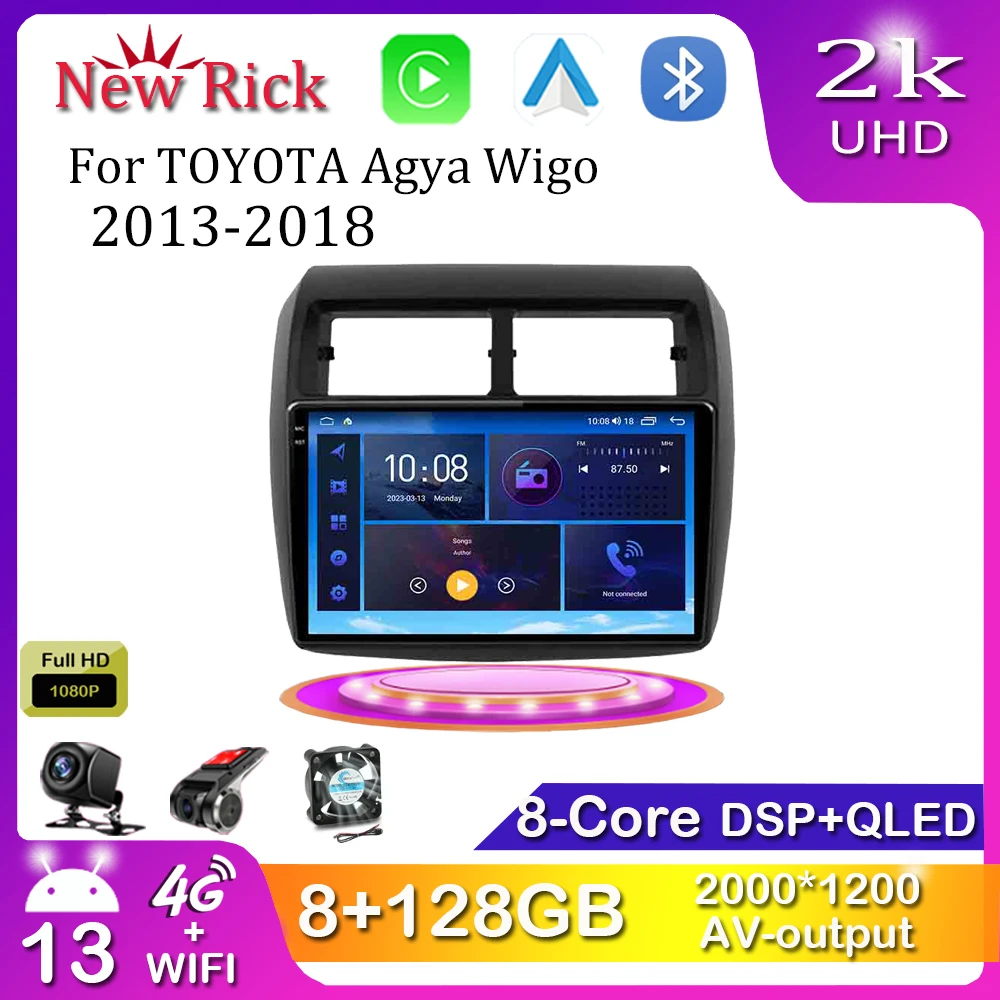 

Android 12.0 For TOYOTA Agya Wigo 2013-2018 Multimedia Player Auto Radio GPS Carplay 4G Bluetooth WiFi DSP