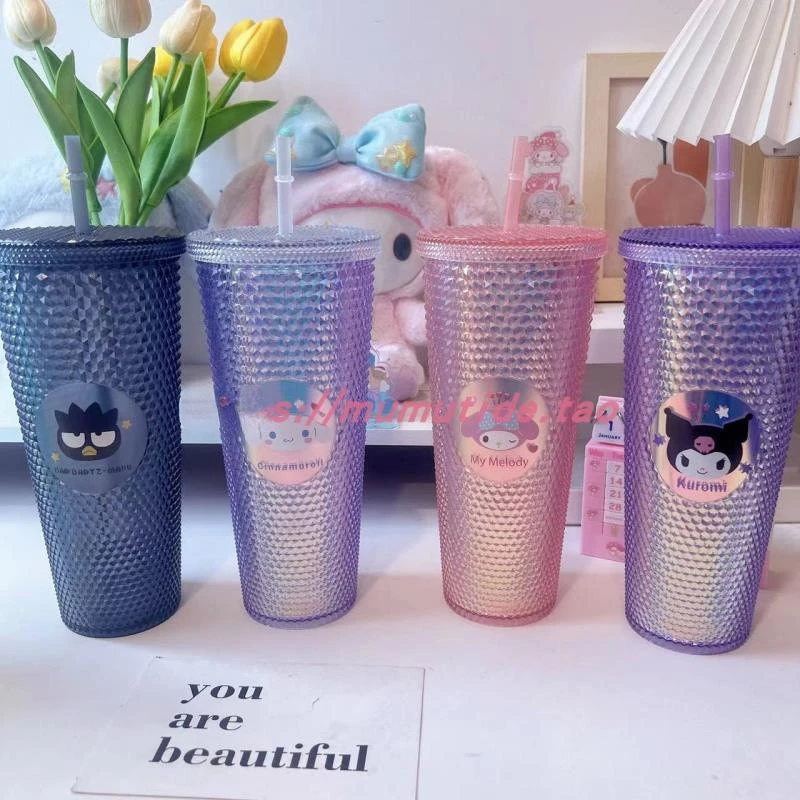 

Kawaii Sanrio Cup Hello Kitty Mymelody Kuromi мультфильм аниме высокий внешний вид зернистая кружка из дворианской соломы