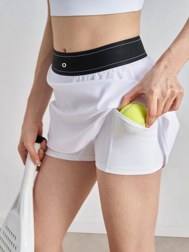 Spring New White Tennis Skirt Elastic Waist Anti Glare Sports Short Skirt Running Fitness Breathable Casual Golf Short