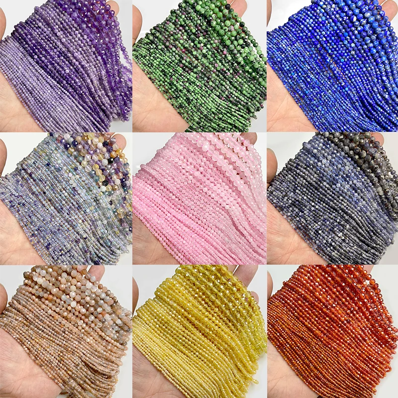 

2/3/4/6MM Faceted Small Natural Stone Beads Turquoises Moonstone Quartz Amethysts Lapis Beads for Jewelry Making Beadwork DIY