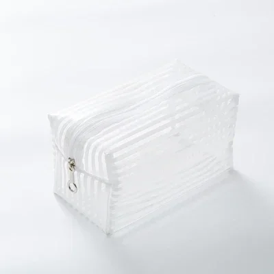 thumbnail image 1 of Bolsa de maquillaje portátil, transparente, impermeable, a rayas, con cremallera, organizador de cosméticos, bolsa de viaje para artículos de tocador para mujer 2022, 1 of 5
