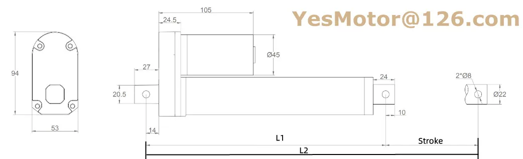 맞춤형 선형 액추에이터 선형 드라이브 모터 제조업체, 맞춤형 스트로크, 3500N, 350KG, 770LBS 부하, 12V, 24V DC, 200mm