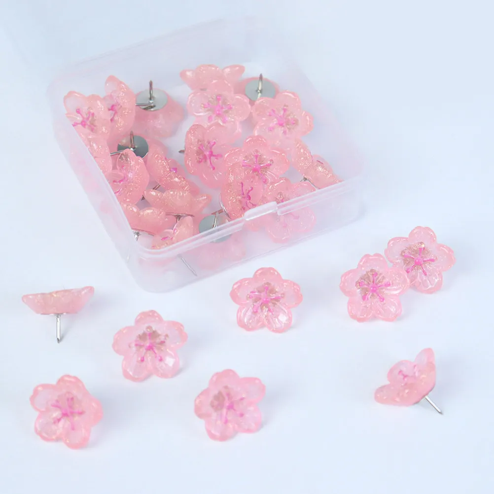 20Pcs 꽃무늬 엄지핀 디자인 여성용 장식 푸시핀 책상 장식 사무용품 코르크보드 액세서리 게시판
