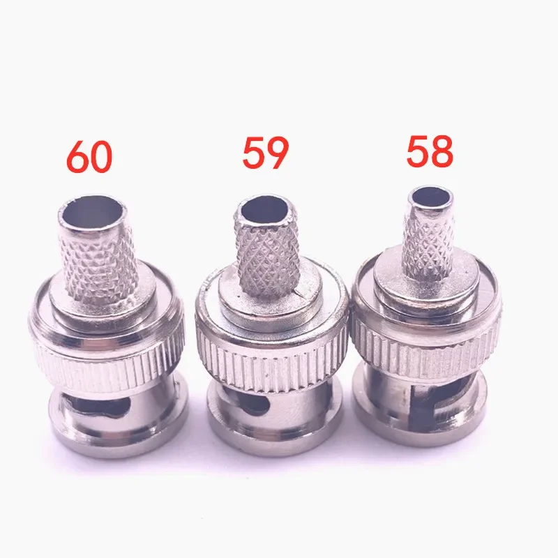 100Pcs Bnc RG58 RG59 RG60 Stekker Crimp Connectors Voor Cctv Camera Verbinding Anpwoo Bnc Communicatie Converter Sercurity Ipc