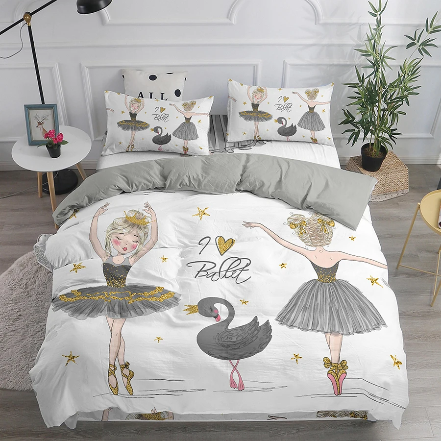 Ballet Dancing Girls Duvet Cover Lovely Little Ballerinas Girl Bedding