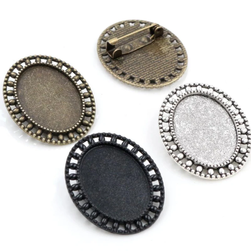 5 stücke 18x25mm Innere Größe 3 Farben Überzogen Brosche Pin Klassische Stil Cameo Cabochon Einstellung