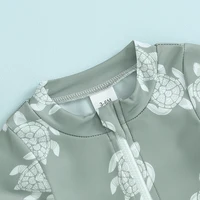 Citgeett Summer Kids Boys Swimsuit Casual Print Short Sleeve Zipper Jumpsuit Swimwear Beachwear Bathing Suit 5