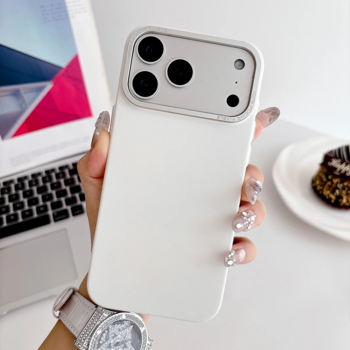 Luxury Frosted Skin Solid Color Phone Case with Metal Frame and Non-Slip Grip