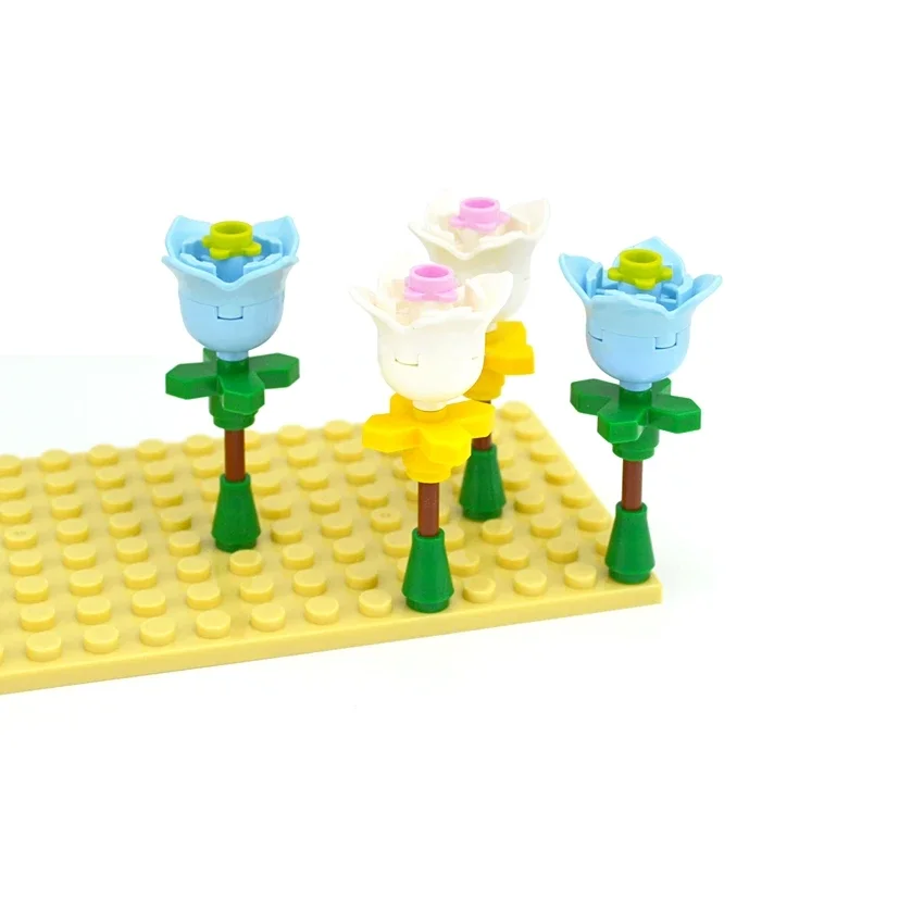 조립 입자 꽃 장미 튤립 MOC 식물 도시 집 액세서리 잎 2x2 꽃잎 4 개 15469 18841 빌딩 블록