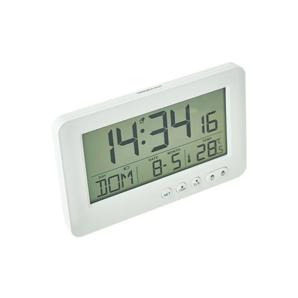 Time/Date/Week/Temperature Electronic Alarm Clock LCD Display Plastic Digital Alarm Clock 7 Languages 12/24 Hours