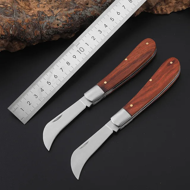 Folding Grafting Knife Grafting Tools Bonsai Pruning Knife Professional Garden Seedling Fruit Tree Cutter with Wooden Handle 5