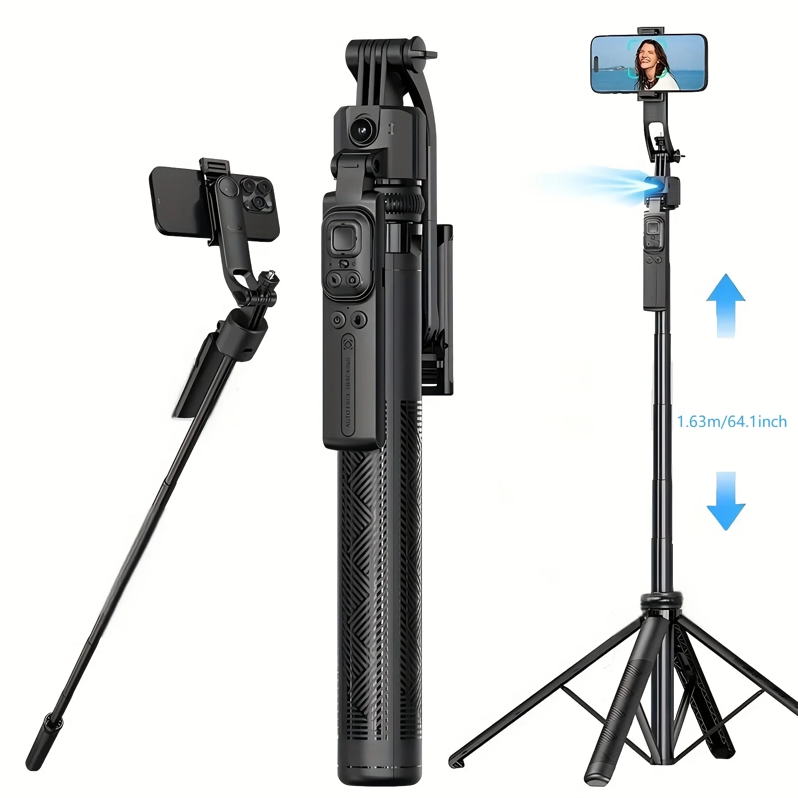 C17 Auto Face Tracking Tripod 1.63m Extendable Auto Face Tracking Selfie Stick Tripod for Video Vlog Live Stream