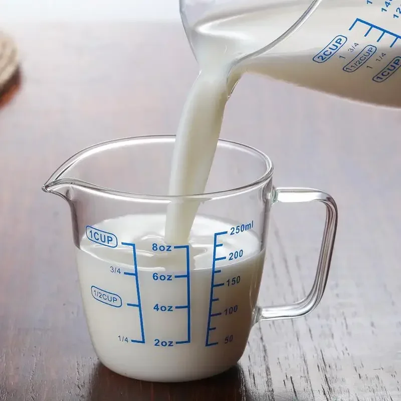Heat Resistant Glass Cup 1PC Heat Resistant Borosilicate Glass Measuring Cup with Scale Child Milk Cup