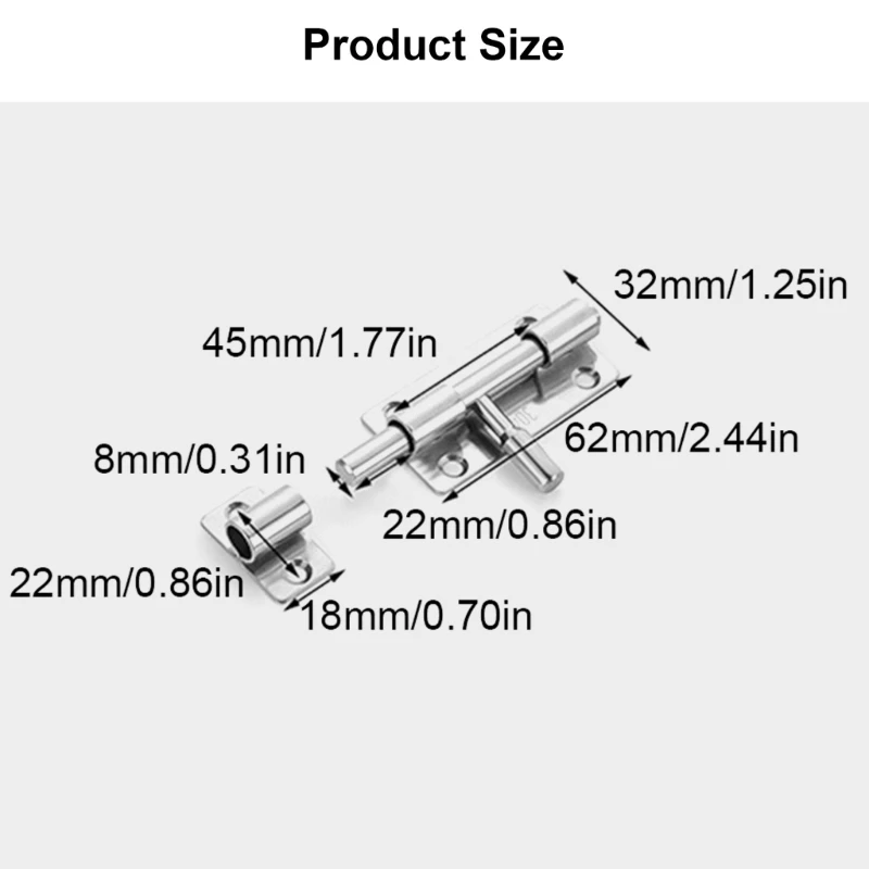 Pack of 4 Steel Slide Latches with Padlock Hole Uprgades for Gate & Door