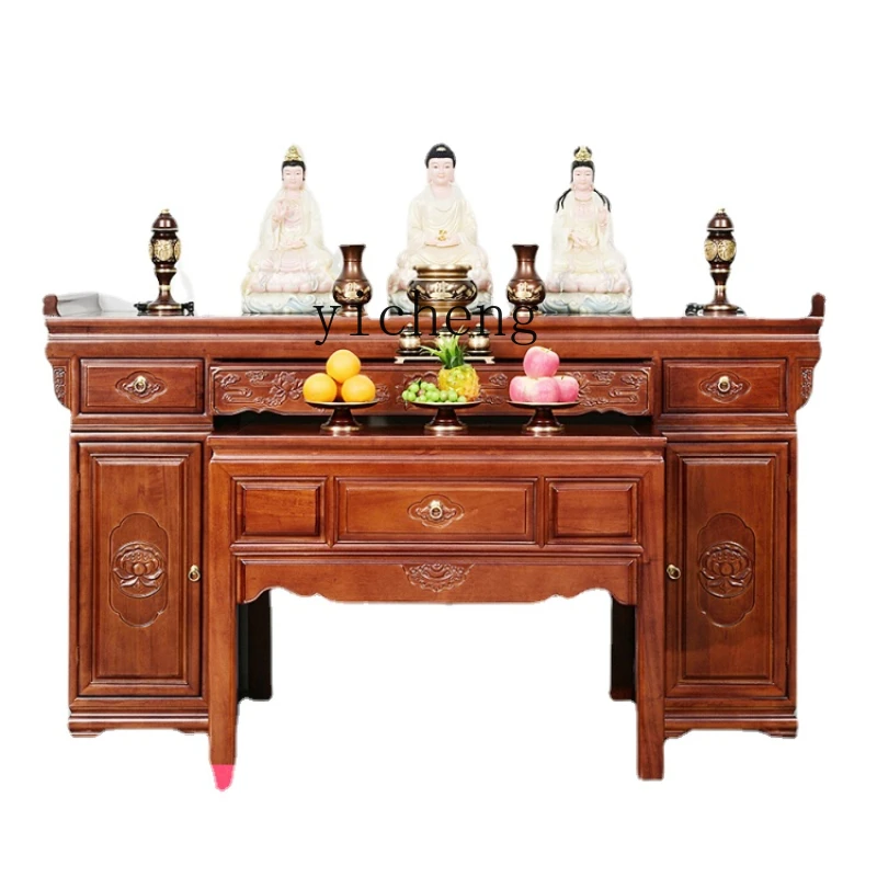 

Zk Solid Wood Altar Household Buddha Shrine Middle Hall a Long Narrow Table God Table Incense Fire Table