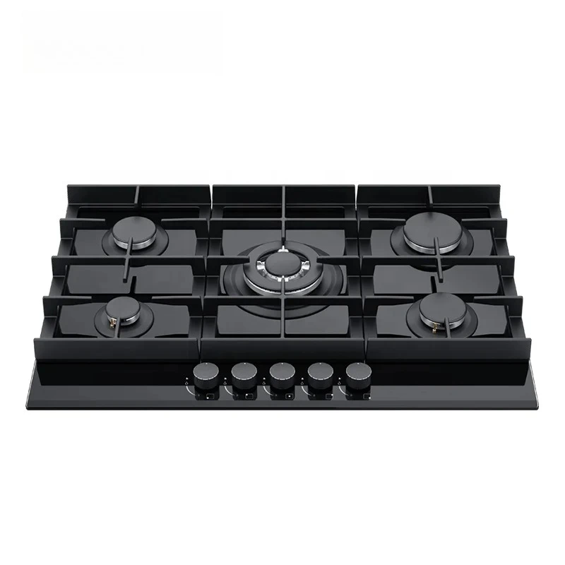 Home Cooking Appliance 5 Burner Gas Cooktop Built in Tempered Glass Gas Stove