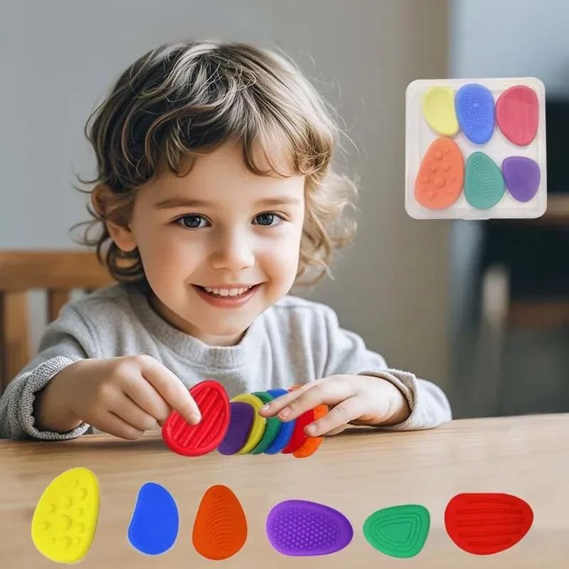 Fidget Toys Adults Sensory Silicone Stone 6 Pack Textured for Autism Kids Calming Down Fidget Stress Relief Toys