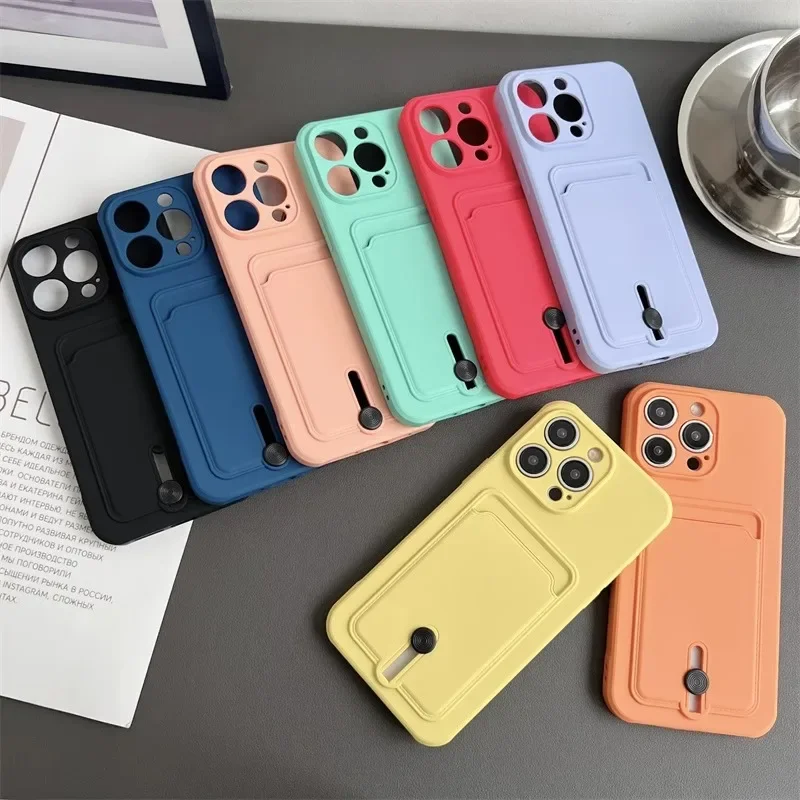 Premium Sliding Card Holder Silicone Phone Case - Shockproof Soft Back Cover with Precise Camera Cutout