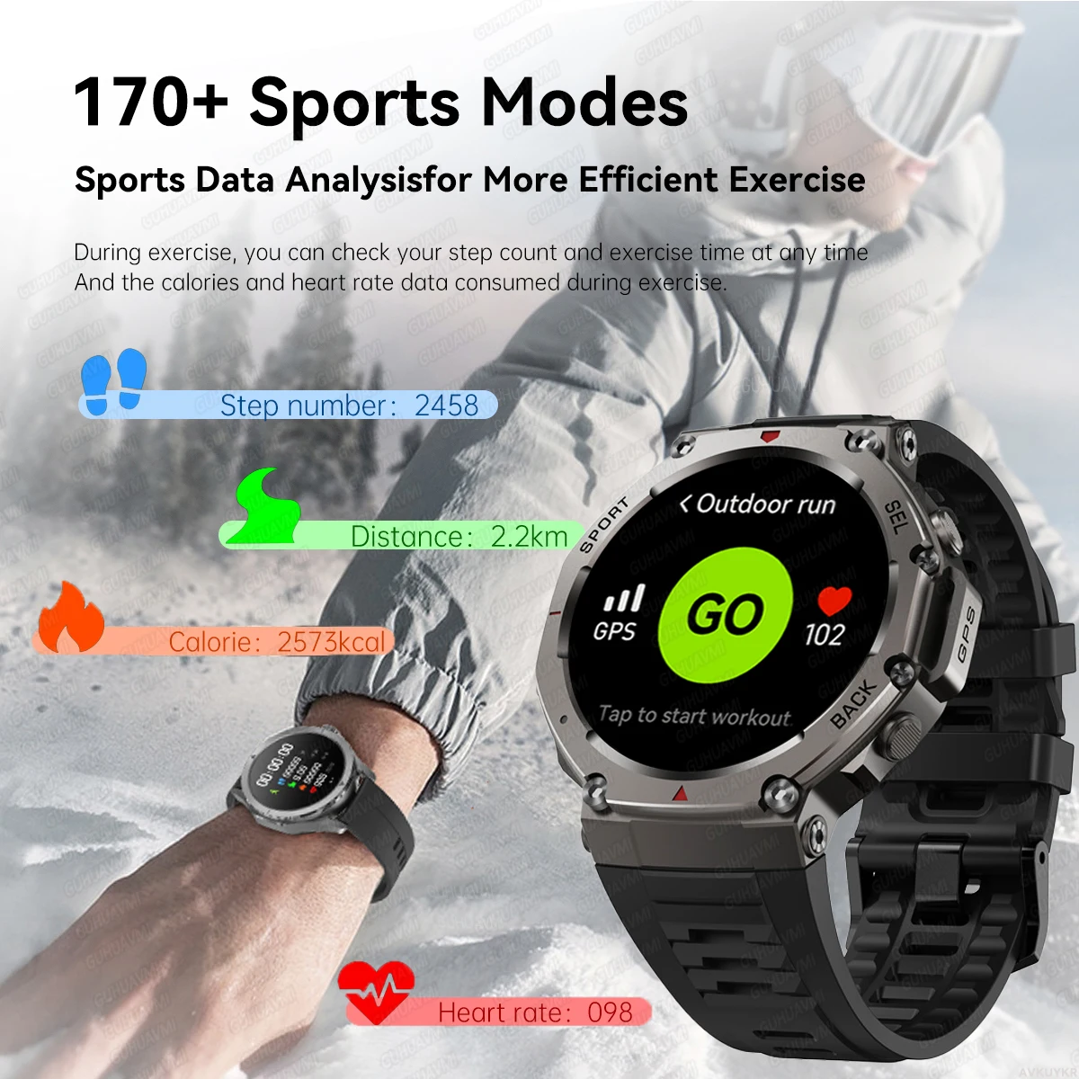 Military Smart Watch T-Rex 3 Bulit-in GPS Compass Altimeter Barometric 10 ATM IP69K Waterproof AMOLED Bluetooth Call Smartwatch 6