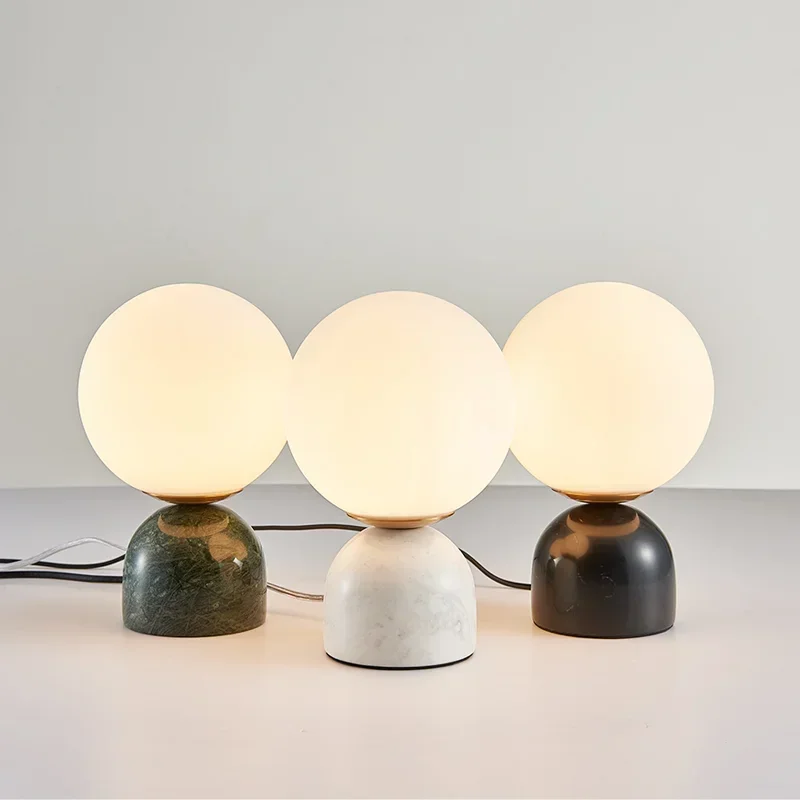 Description Picture 4 of itemNordicmarbleballtablelampliving room bedroom bedside lamp designer simple post-modern Internet celebrity small table lampторшер