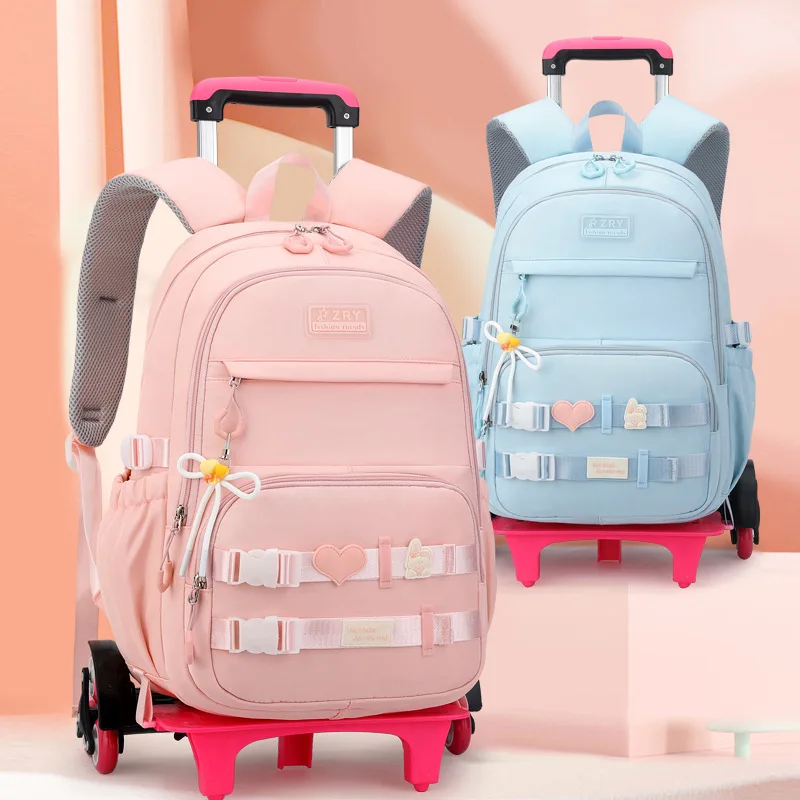 Student School Bags Rolling Backpack Kids Trolley Bag Girls School Backpacks with Wheels Children Waterproof wheeled Backpack