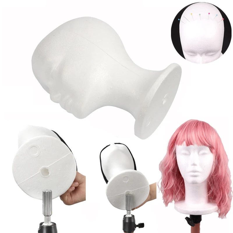 1Pcs Female Styrofoam Mannequin Head For Styling Wigs 30cm Tall Foam Wig Head  For Display Hair & Hats Model Wig Stand For Salon