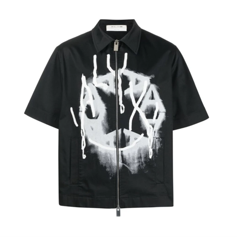 

23SS New Cardigan Graffiti Inkjet Logo 1017 ALYX 9SM Shirts Hip-Hop Oversized Functional ALYX Shirt With Tag Berserk