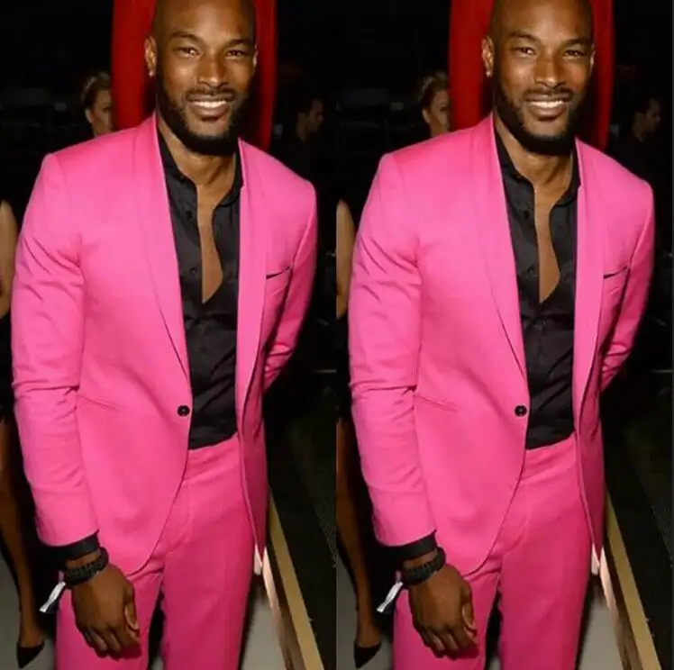 

Hot Pink Mens Tuxedos Groom Wedding Suits One Button Shawl Lapel Prom Party Blazer Suit(Jacket+Pants)