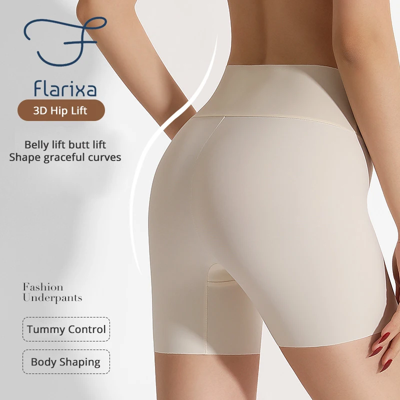 Flarixa Ice Silk Safety Short Panties Women High Waist Underpants Slimming Boxers Underwear Under Skirt Stretch Protective Pants