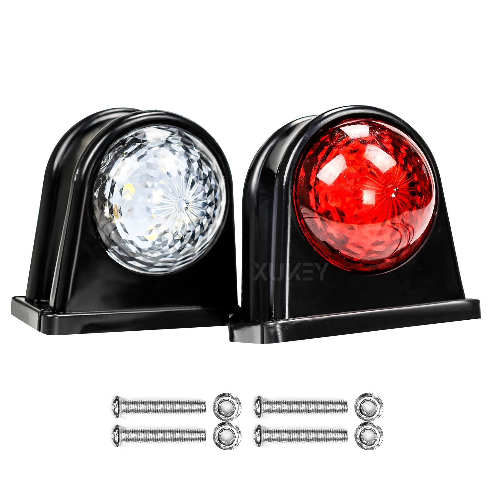 8LED Clearance Elbow Rubber Light 2X Trailer Truck Position Parking Outline 12V 24V Side Marker Lights White Red Rear Lamps