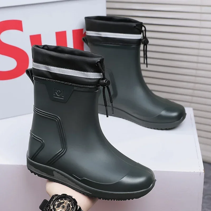 

Мужские Нескользящие ботинки для шеф-повара, Рабочая обувь, обувь для мойки автомобиля, модные износостойкие Нескользящие высокие ботинки для воды