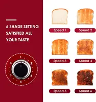 4 Slice Toaster Retro Stainless Steel Toasters with Bagel Defrost Cancel Function 6 Browning Settings Extre Wide Slot Red 2