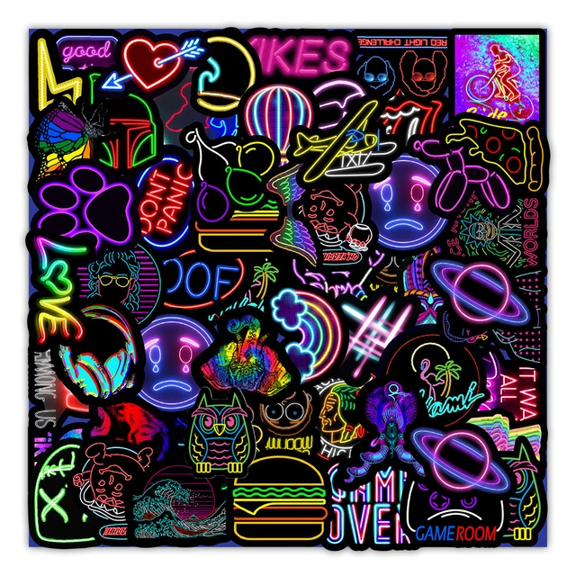 10/30/50/100PCS Neon Light Graffiti Stickers Laptop Luggage
